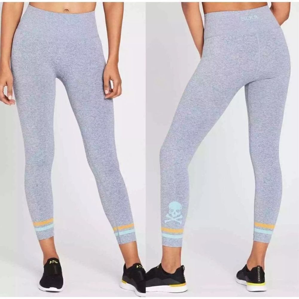 SOUL BY SOULCYCLE Seamless Skull Jacquard Tight Grey Blue Size Small